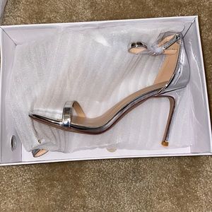 Chrome silver high heels